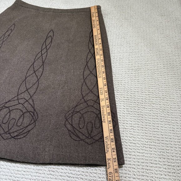 Womens 12 East 5th Herringbone Embroidered Lined A-Line Brown/Tan Dark Academia - Picture 9 of 9